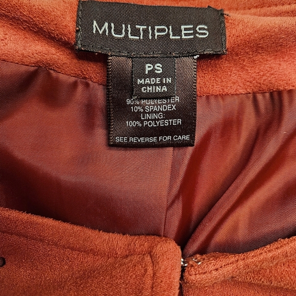 Multiples Womens Burnt Orange Dress Jacket With Scalloped Bottom Size PS - Picture 3 of 9